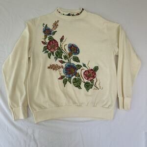Vintage Blair Women’s MockNeck Pullover Sweater feat Morning Glory Design Size M